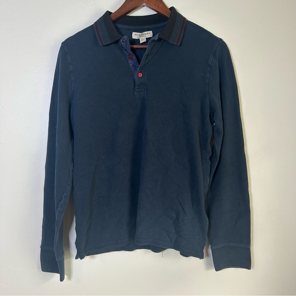 Burberry Blue Polo Top Long Sleeve Knit - Picture 1 of 4